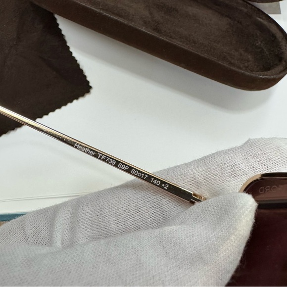 Tom Ford Heather Polarized Square Gold/Bordeaux/Brown Gradient Sunglasses TF739 - Picture 6 of 17